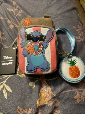Loungefly Kids Stitch Pineapple Crossbody Bag - Blue, Pink, Tan